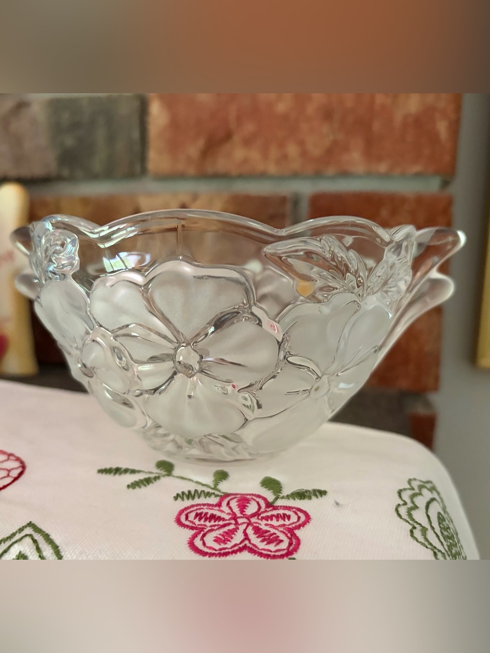 Vintage Walther-Glas Frosted Crystal Candy Dish From The Pansy Collection